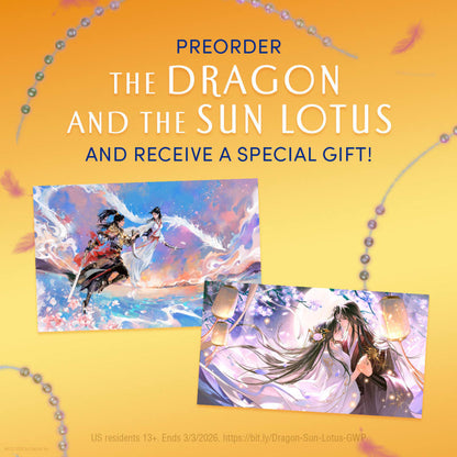 Preorder The Dragon and the Sun Lotus by Amelie Wen Zhao (Signed & Personalized!) from Yu & Me Books and get two illustrated prints, a special gift, plus an orange beaded background with sparkles. Sequel to The Scorpion and the Nightblossom!.